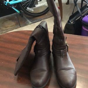 Worn brown boots